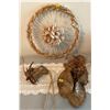 Image 1 : Vintage Macrame Wall Hanging 15" Stoneware Wall Hanging w/ Florals Handmade