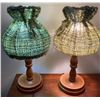 Image 3 : Wooden Lamps With Unique Handmade Green & Yellow Shades x3 Beautiful Macrame Wall Hanging