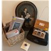 Image 1 : Antique Portrait Alarm Clock 6 Brand New PIllowcase Packs Woven Basket & Birdhouse