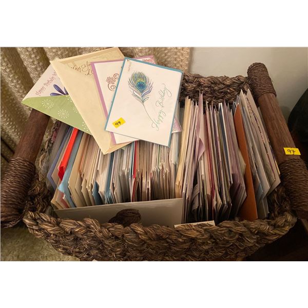 Beautiful Woven Basket Containing An Assortment of Brand New Cards For Any Occasion