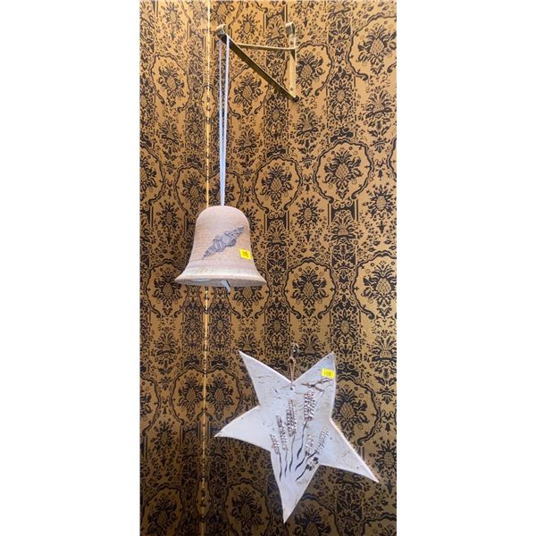 Ceramic Hanging Dinner Bell w/ Handmade Ceramic Bell Wall Hanging