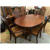 Image 1 : Vintage Wood Dining Table w/ 6 Wood & Velvet Dining Chairs