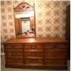 Image 1 : Vintage Wood Dresser w/ Mirror 9 Drawers 67 x 19 x 75