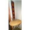 Image 1 : Wood Table 23 x 25 w/ Macrame & Ceramic Bell