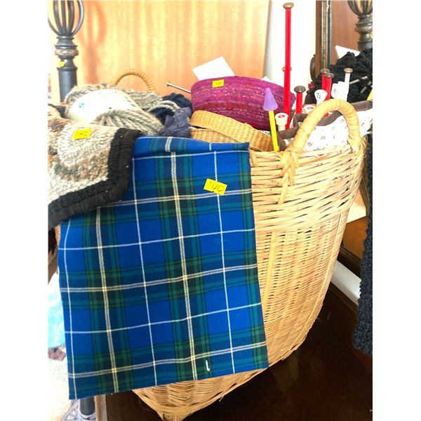 Craft Basket Thick Chunky Yarn Assorted Thread Craft Scissors Knitting/ Crochet Needles & More