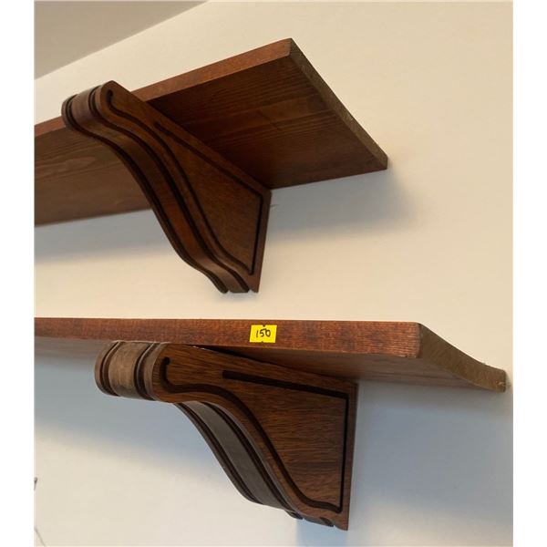 2 Wood Floating Shelves Walnut Color Beautiful