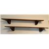 Image 2 : 2 Wood Floating Shelves Walnut Color Beautiful