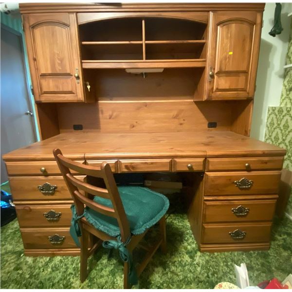 Vintage Wood Desk Large & Chair 68L x 29D x 69T