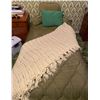 Image 1 : Single Bed w/ Frame & Bedding Twin Green Motif