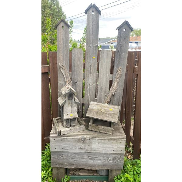 Handmade Wooden Birdhouse & Garden Decor 32"w x 72"h