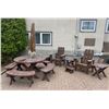 Image 1 : 8 Piece Wooden Outdoor Dining Set & Fire Pit Seats Plus 1 Vintage Umbrella!!