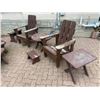 Image 2 : 8 Piece Wooden Outdoor Dining Set & Fire Pit Seats Plus 1 Vintage Umbrella!!