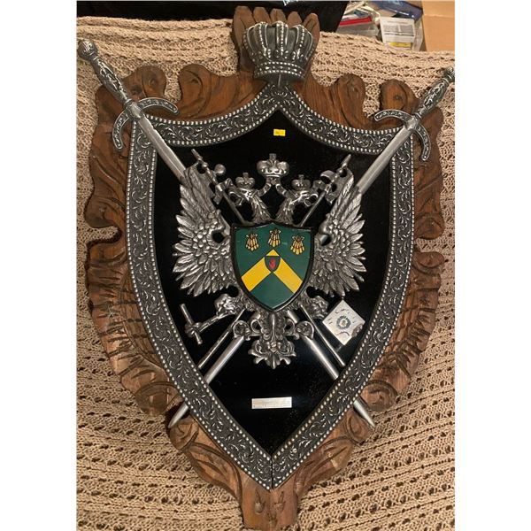 Wooden Plaque w/ Metal Crest & Emblem 26 x 40