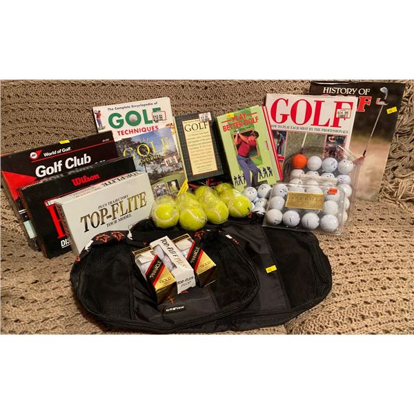 Assorted Golf Accessories Books Balls Carry Case