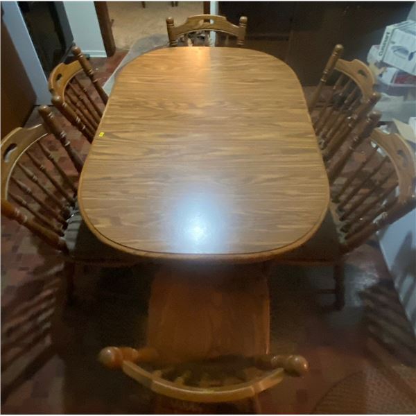 Oak Dining Table 49L x 35W x 29H & 6 Solid Oak Chairs