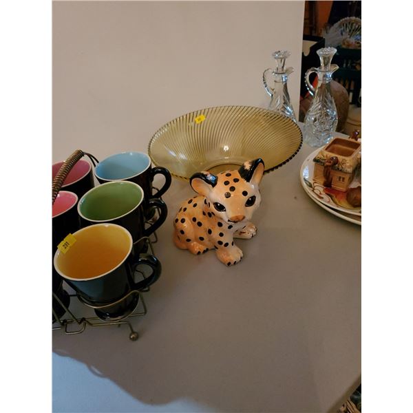 Assorted Glassware Coffee Mug Collection Vinegar Crystal Piggy Bank