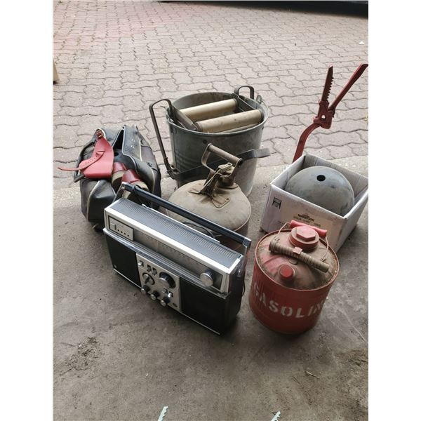 Antique Bowling Ball & Sears 8 Track Radio 19277