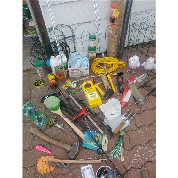 Assorted Garden/Outdoor Lot Sprinkler Heads Bird House Gate Hinge & More