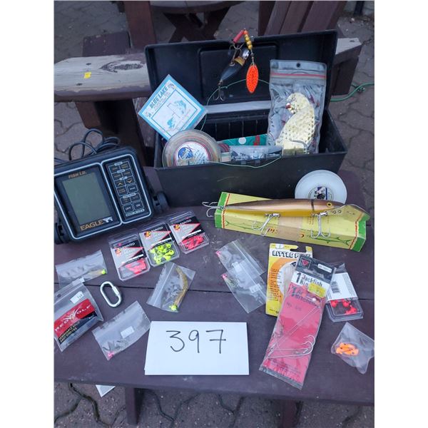 Fish Finder Tackle Box Line Assorted Tackle & More