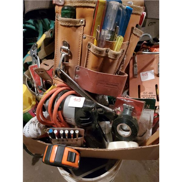 Leather Tool Pouch w/ Assorted Accessories Tools & More