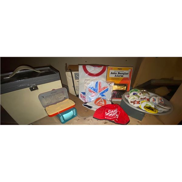 Vintage Sawyer's Projector Commonwealth Games Swag Buttons & More