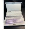 Image 1 : Lot of 2 Logitech Multi-Device K380 Minimalist Bluetooth Keyboards - White & Purple