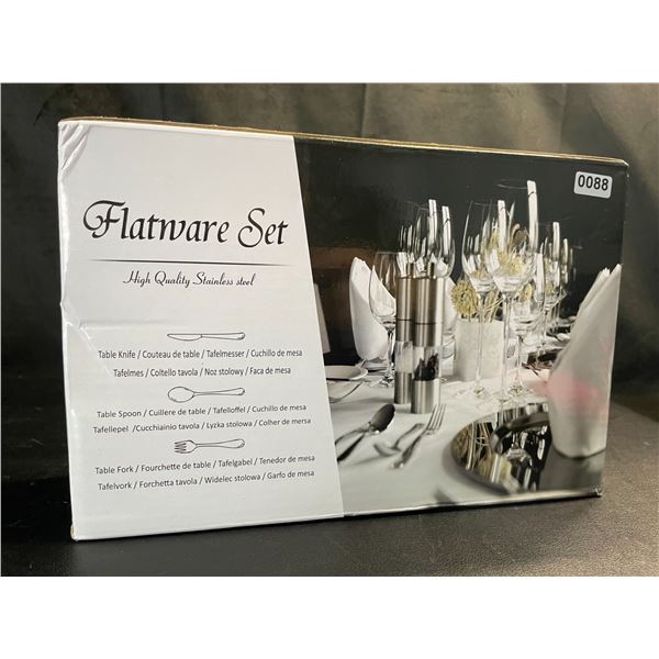 Lot of 1 Stainless Steel Flatware/Cutlery Set - Approx. 60pcs (Knives, Spoons, Forks)