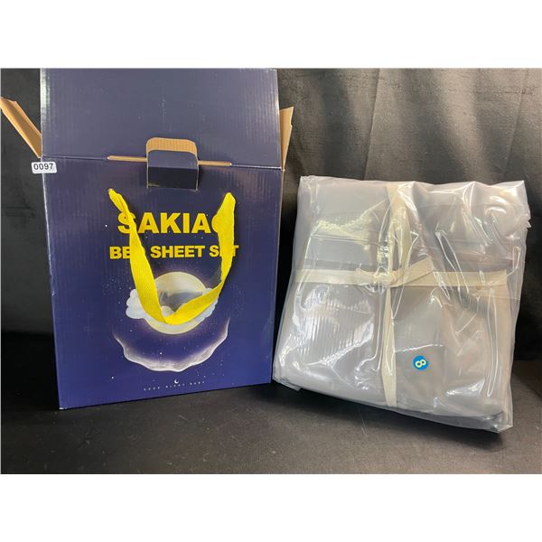 Lot of 1 Sakiao Full-Size 4PC Bed Sheet Set - Grey - Brand New