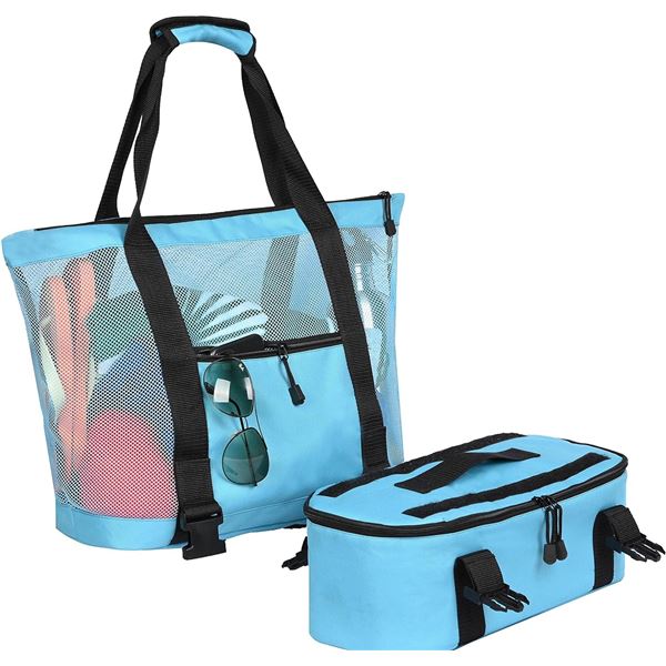 Lot of 2 Large Travel Tote Beach Bags w/ Detachable Coolers - Brand New!