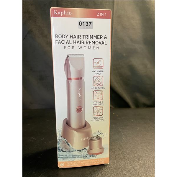 Lot of 1 Kaphio Body Hair Trimmer & Facial Hair Remover For Women with Charging Dock - Brand New!