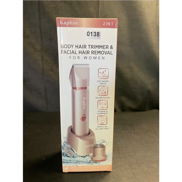 Lot of 1 Kaphio Body Hair Trimmer & Facial Hair Remover For Women with Charging Dock - Brand New!