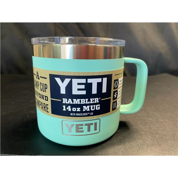 Lot of 1 YETI Rambler 14oz Mug with Magslider Lid - Tiffany Blue/Teal - Brand New!