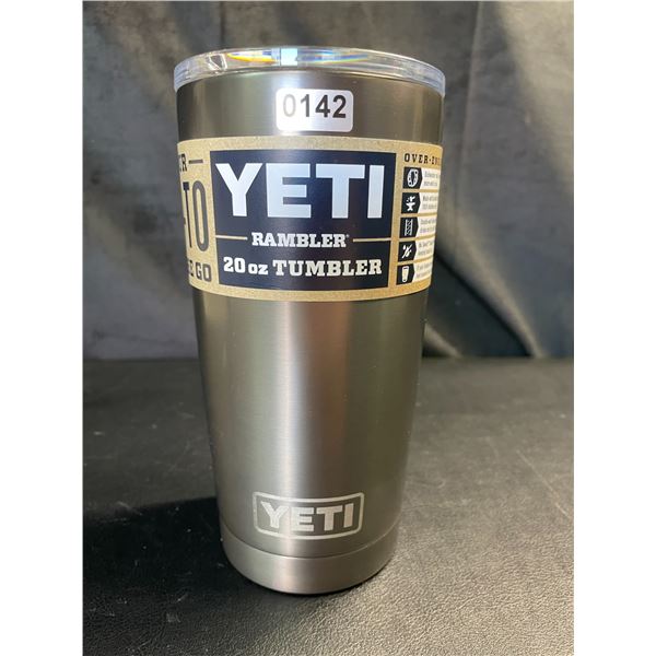Lot of 1 YETI Rambler 20oz Tumbler - Silver - (Has Small Dent)