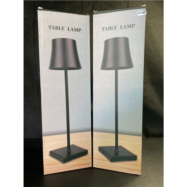 Lot of 2 Rechargeable Touch Dimming LED Table Lamps - Black - 15 inch - Brand New!