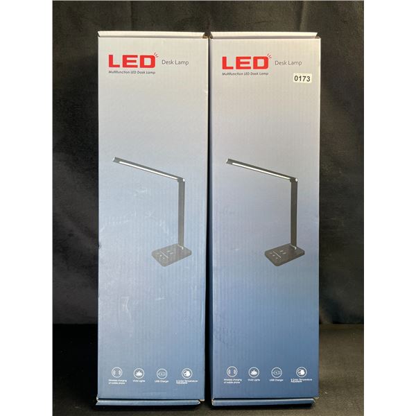 Lot of 2 LED Desk Lamps with Wireless Charging Bases - Brand New!