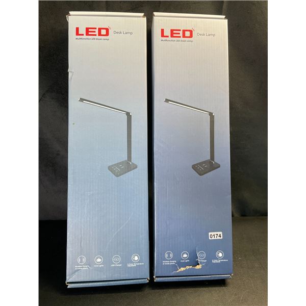 Lot of 2 LED Desk Lamps with Wireless Charging Bases - Brand New!