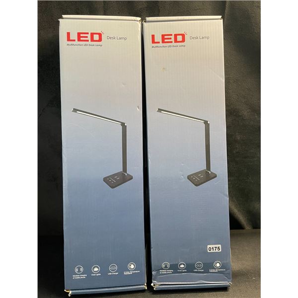 Lot of 2 LED Desk Lamps with Wireless Charging Bases - Brand New!