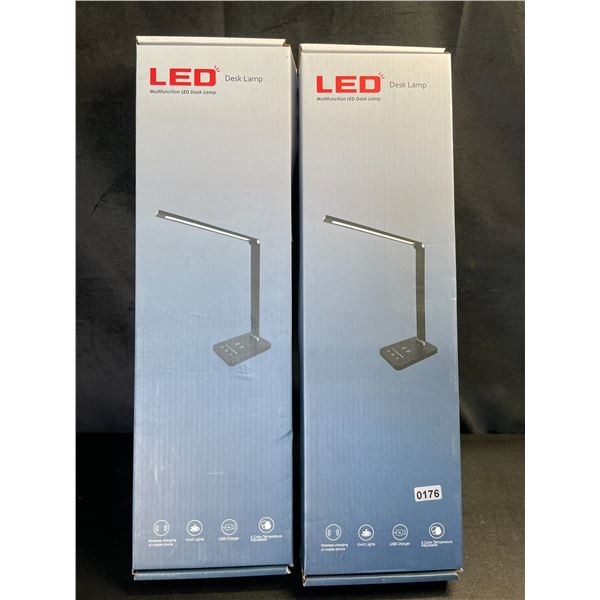 Lot of 2 LED Desk Lamps with Wireless Charging Bases - Brand New!