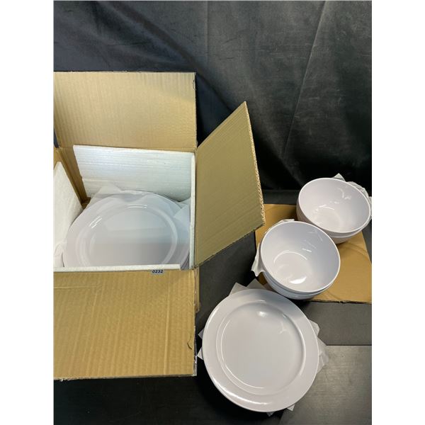 Lot of 1 Box of 12PC White Dishes - Brand New (Plates/Bowls)