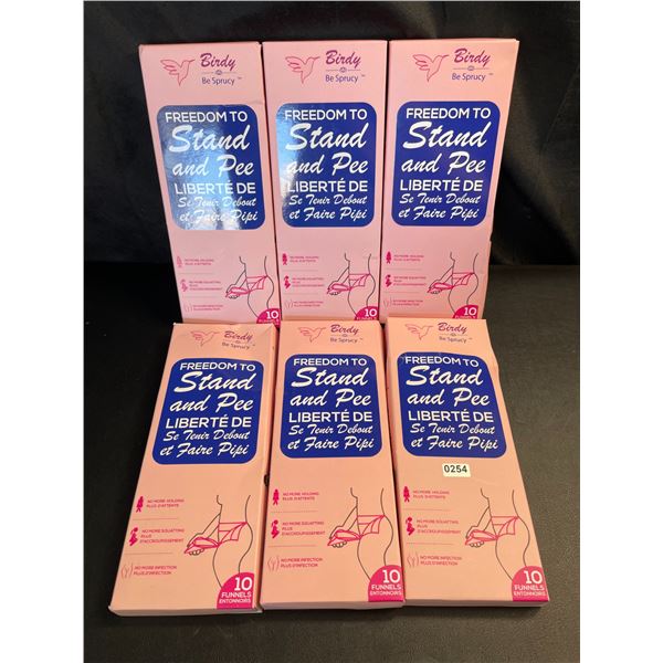 Lot of 6 Packs of Birdy Disposable Female Standing Urination Devices - 10 Per Pack/60 Total - New
