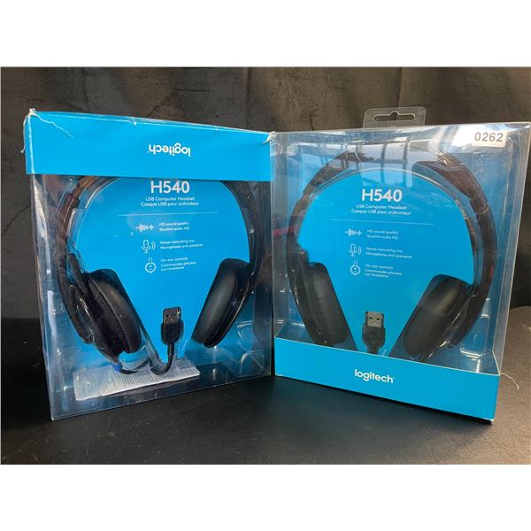 Lot of 2 Logitech H540 USB Computer Headsets