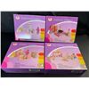 Image 1 : Lot of 4 Toy Doll-House Assorted Furniture Sets (Bedrooms, Kitchen, etc.) For Kids Doll/Play Houses