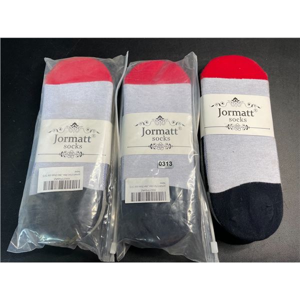 Lot of 3 Multi-Packs of Jormatt Mens Low-Cut Socks - 6 Pairs Per Pack - Brand New