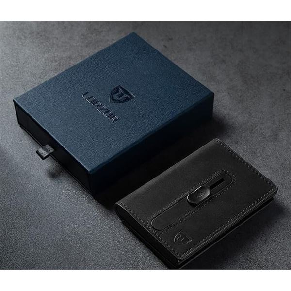 Lot of 3 Lorzor Mens Smart Leather Wallets with Airtag Holder - Sleek Pop-Up Wallets For Men - New!