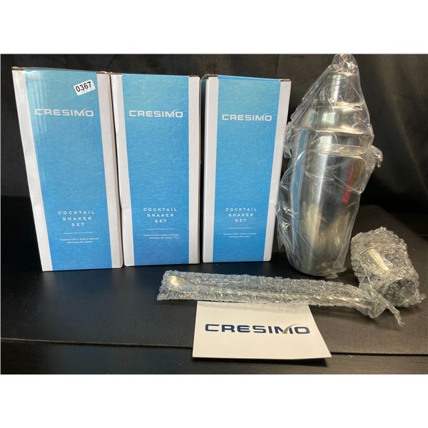 Lot of 3 Cresimo Cocktail Shaker Sets - Brand New!