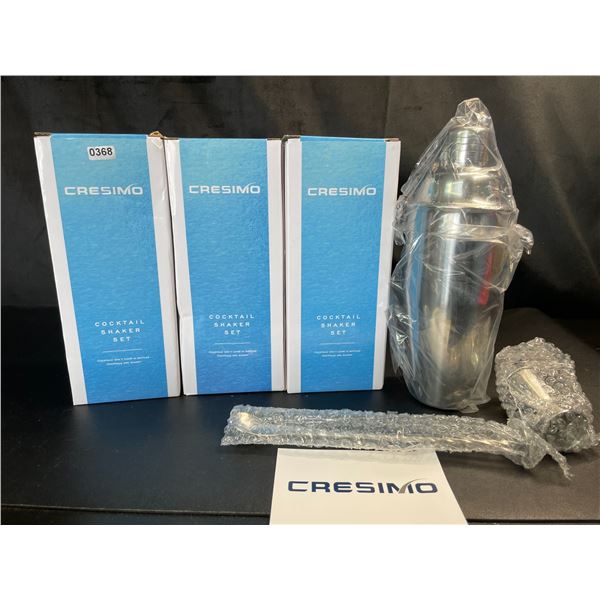 Lot of 3 Cresimo Cocktail Shaker Sets - Brand New!