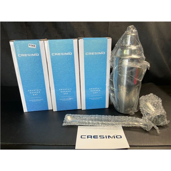Lot of 3 Cresimo Cocktail Shaker Sets - Brand New!