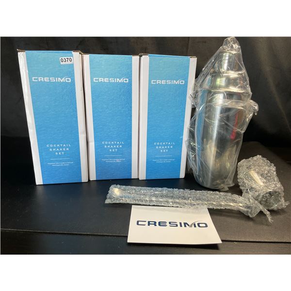 Lot of 3 Cresimo Cocktail Shaker Sets - Brand New!