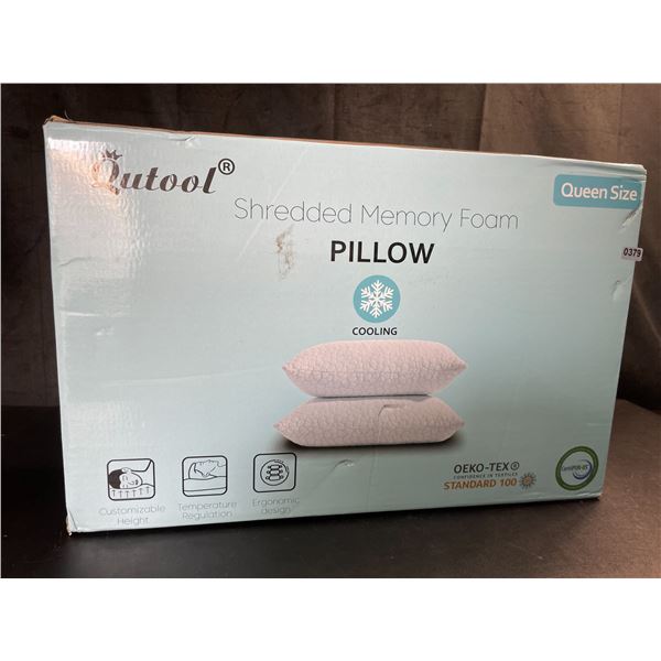 Lot of 1 Box of Queen Size Shredded Memory Foam Cooling Pillows - Brand New! (2 Pillows In Box)