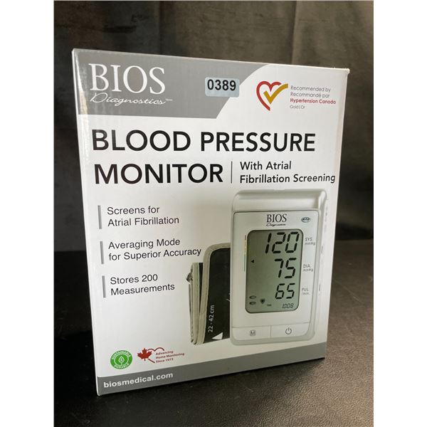 Lot of 1 BIOS Diagnostics Blood Pressure Monitor with Atrial Fibrillation Screening - Brand New!